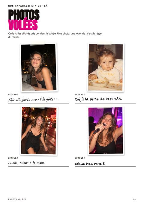 La page Photos volées, remplie