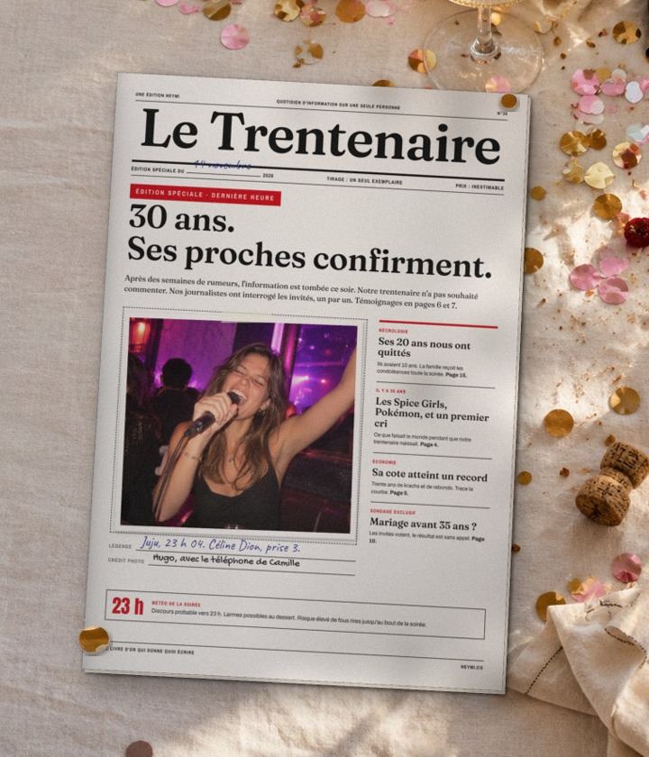 Le Trentenaire, le faux quotidien, rempli