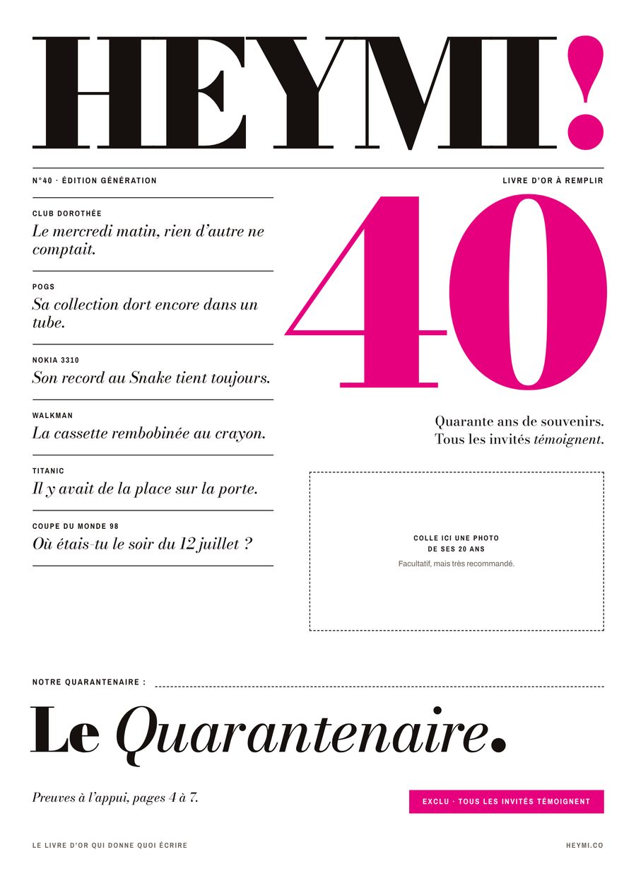 La une du Heymi! Le Quarantenaire : un 40 géant, le Club Dorothée, les Pogs et le Nokia 3310