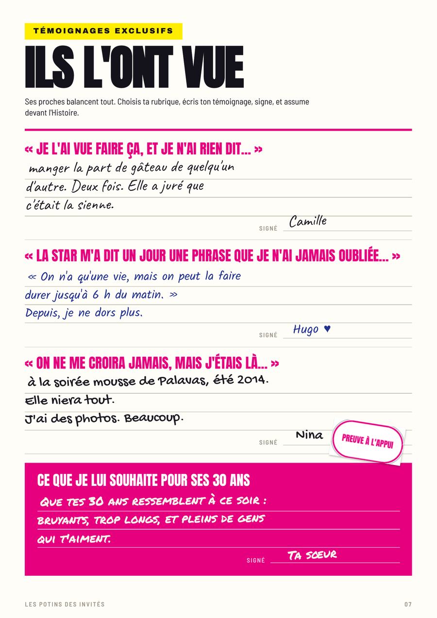 Ils l'ont vue, page remplie du numéro de Juju