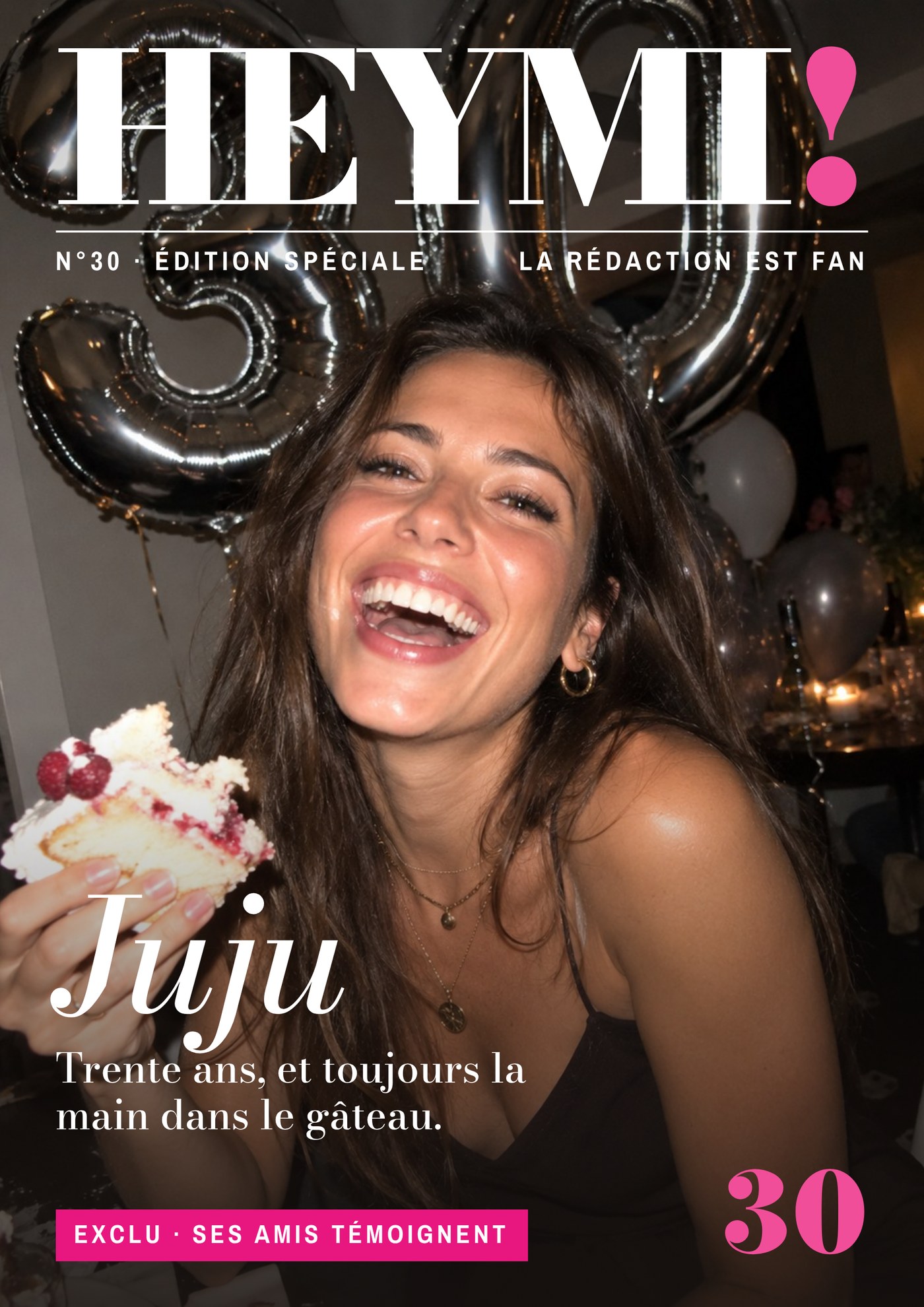 La une du Heymi! N°30 de Juju, avec ses photos collées et son surnom en lettres autocollantes
